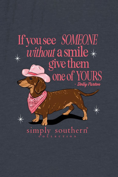 Simply Southern Dachshund Smile T-Shirt for Women in Heather Navy | SS-SMILE-HTHRNVY