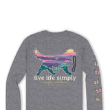 Simply Southern Plus Size Long Sleeve Dog Live Life Simply T-Shirt for Women in Charcoal Heather 