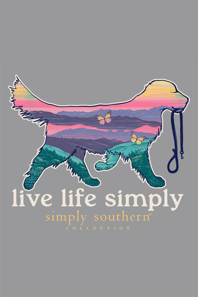 Simply Southern Plus Size Long Sleeve Dog Live Life Simply T-Shirt for Women in Charcoal Heather 