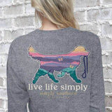 Simply Southern Long Sleeve Dog Live Life Simply T-Shirt for Women in Charcoal Heather 