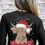 Simply Southern Let It Snow Santa Cow T-Shirt for Women in Black