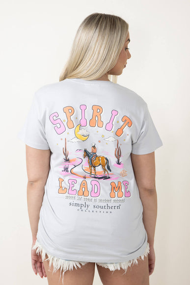 Simply Southern Shirt Spirit Lead Me T-Shirt for Women in Grey