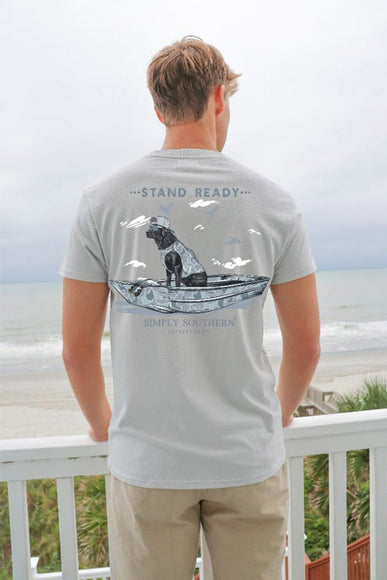 Simply Southern Dog Boat T-Shirt for Men in Light Grey