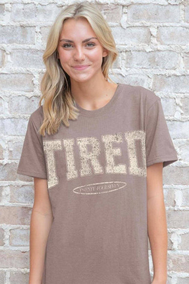 Simply Southern Tired T-Shirt for Women in Desert Heather