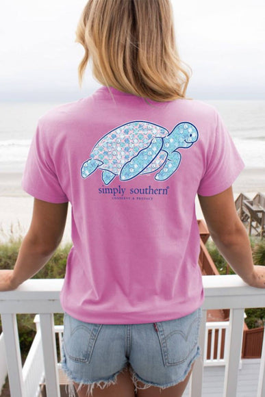 Simply Southern Tracking Preppy Turtle T-Shirt for Women in Pink