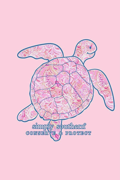 Simply Southern Plus Size Long Sleeve Paisley Turtle Tracking T-Shirt for Women in Light Pink