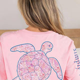 Simply Southern Long Sleeve Paisley Turtle Tracking T-shirt for Women in Light Pink