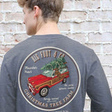 Simply Southern Long Sleeve Big Foot Christmas Tree T-Shirt for Men in Charcoal Grey