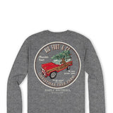 Simply Southern Long Sleeve Big Foot Christmas Tree T-Shirt for Men in Charcoal Grey