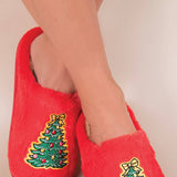 Simply Southern Christmas Tree Bunny Slippers for Women in Red