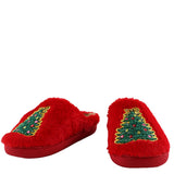 Simply Southern Christmas Tree Bunny Slippers for Women in Red