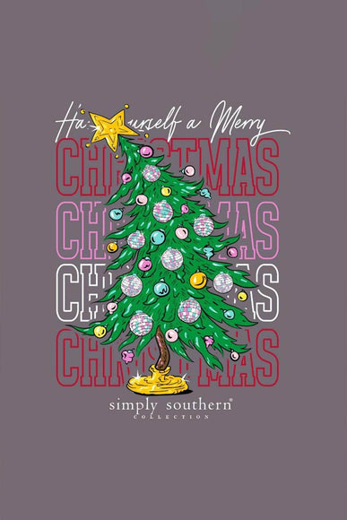 Simply Southern Plus Size Xmas Tree T-Shirt for Women in Iron Heather