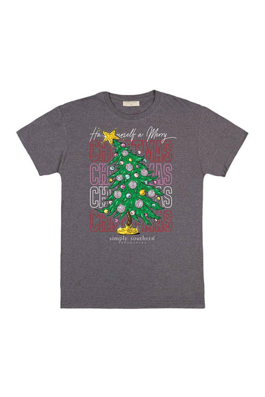 Simply Southern Plus Size Xmas Tree T-Shirt for Women in Iron Heather