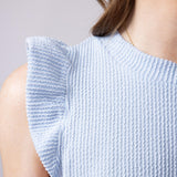 Simply Southern Urban Ribbed Knit Ruffled Sleeve Top for Women in Ice Blue