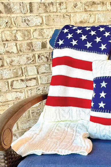 Simply Southern Sweater USA Flag Blanket in Cream