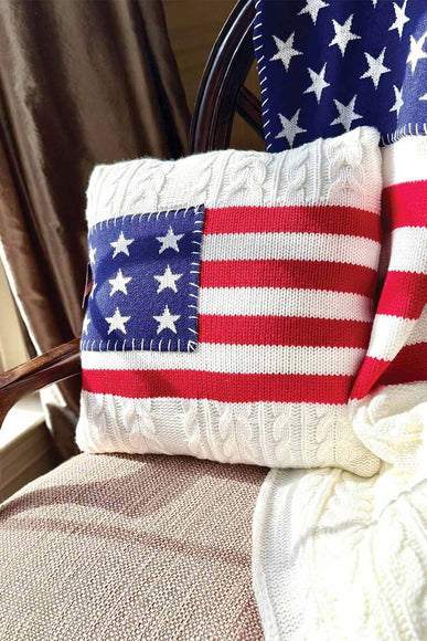 Simply Southern Sweater USA Flag Pillow in Cream