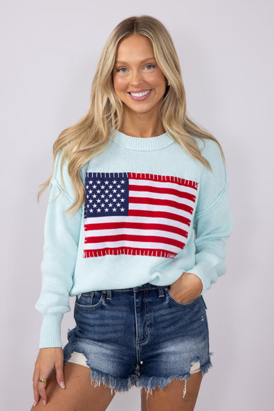 Simply Southern USA Sweater for Women in Sea Foam