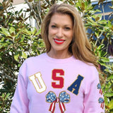 Women's Simply Southern USA Fleece Crewneck for Women in Pink