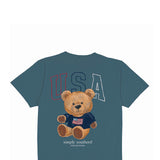 Simply Southern Plus Size Teddy Bear T-Shirt for Women in Comet Blue