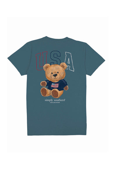 Simply Southern Plus Size Teddy Bear T-Shirt for Women in Comet Blue