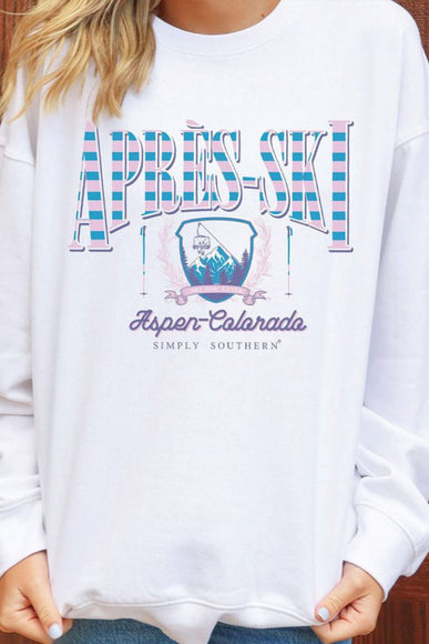 Simply Southern Youth Après-Ski Crewneck for Girls in White 