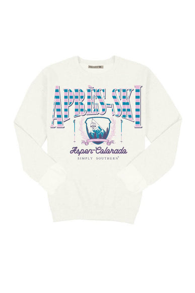 Simply Southern Youth Après-Ski Crewneck for Girls in White 