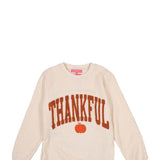 Simply Southern Youth Thankful Braided Sweatshirt for Girls in Cream