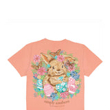 Simply Southern Girls Bunny Flowers T-Shirt for Girls in Peach