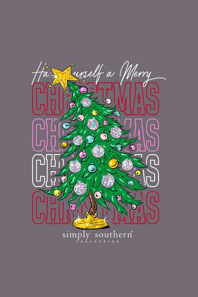 Simply Southern Youth Christmas Tree T-Shirt for Girls in Iron Heather 