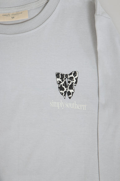 Kids Simply Southern T-Shirts Youth Long Sleeve Flowers Cow T-Shirt for Girls in White Water