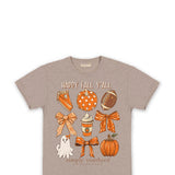 Simply Southern Youth Happy Fall Y’all T-Shirt for Girls in Oat Heather 