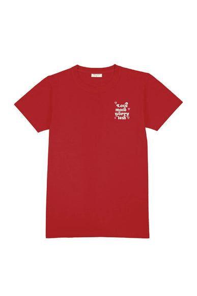 Simply Southern Youth Love More, Worry Less T-Shirt for Girls in Red