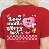 Simply Southern Youth Love More, Worry Less T-Shirt for Girls in Red