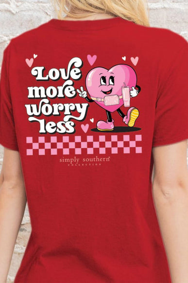 Simply Southern Youth Love More, Worry Less T-Shirt for Girls in Red