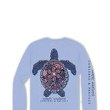 Simply Southern Youth Long Sleeve Mandala Turtle Tracking T-shirt for Girls in Carolina Blue 