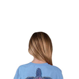 Simply Southern Youth Long Sleeve Mandala Turtle Tracking T-shirt for Girls in Carolina Blue 