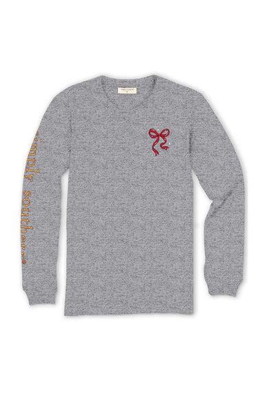 Simply Southern Youth Long Sleeve Y’all Are Nuts T-Shirt for Girls in Light Heather Grey