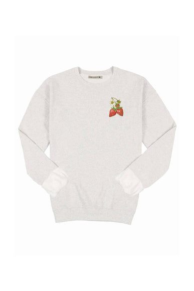 Simply Southern Youth Strawberry Patch Fleece Sweatshirt for Girls in Grey