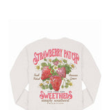 Simply Southern Youth Strawberry Patch Fleece Sweatshirt for Girls in Grey