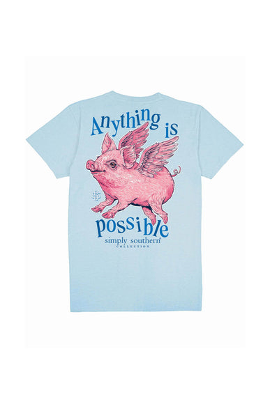 Simply Southern Youth Anything Is Possible T-shirt for Girls in Ice Blue