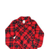 Simply Southern Youth Quarter Zip Front Pullover for Girls in Red/Black Plaid