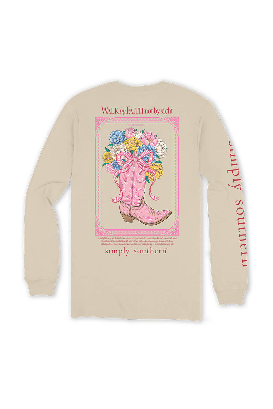 Simply Southern Youth Long Sleeve Walk By Faith T Shirt for Girls in W Glik s