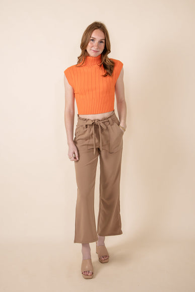 Sleeveless Turtleneck Sweater for Women in Orange