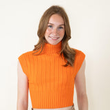 Sleeveless Turtleneck Sweater for Women in Orange