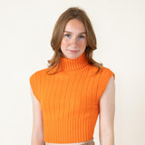 Sleeveless Turtleneck Sweater for Women in Orange