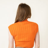 Sleeveless Turtleneck Sweater for Women in Orange