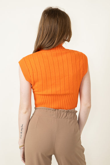 Sleeveless Turtleneck Sweater for Women in Orange