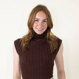 Sleeveless Turtleneck Sweater Vest for Women in Walnut