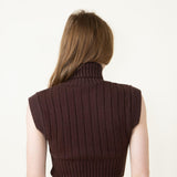 Sleeveless Turtleneck Sweater Vest for Women in Walnut