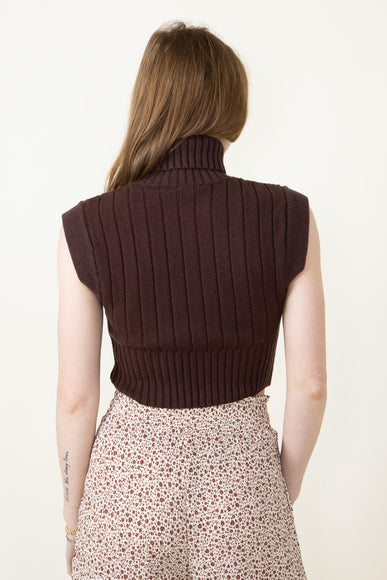 Sleeveless Turtleneck Sweater Vest for Women in Walnut